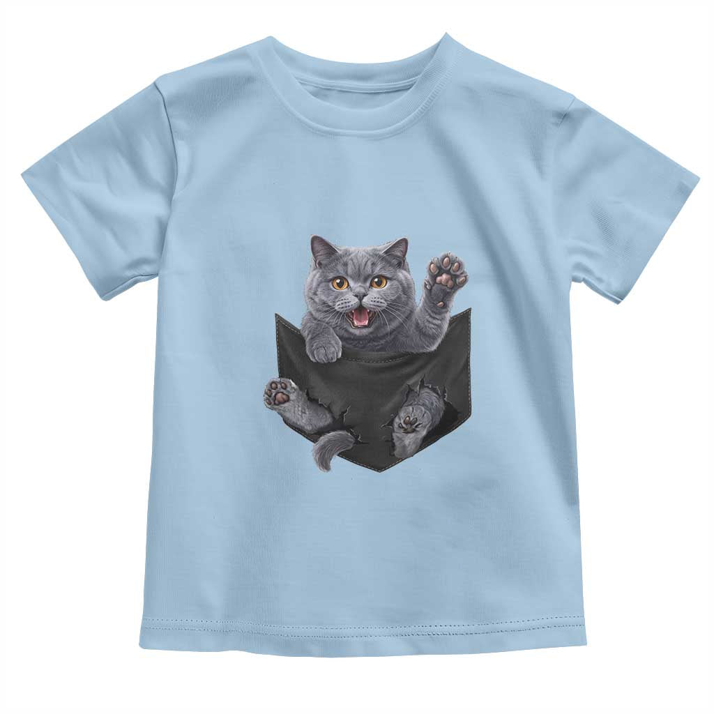 Cute British Shorthair Cat In Pocket Toddler T Shirt Cat Lover