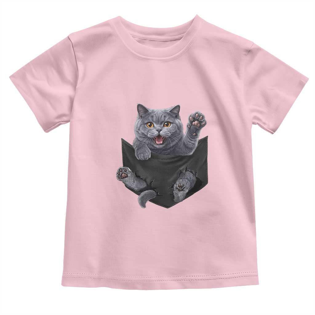Cute British Shorthair Cat In Pocket Toddler T Shirt Cat Lover