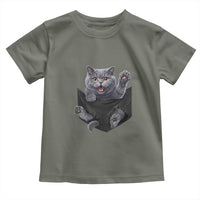 Cute British Shorthair Cat In Pocket Toddler T Shirt Cat Lover