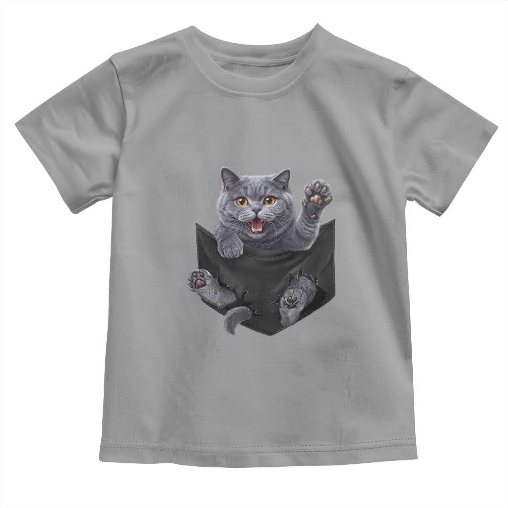 Cute British Shorthair Cat In Pocket Toddler T Shirt Cat Lover