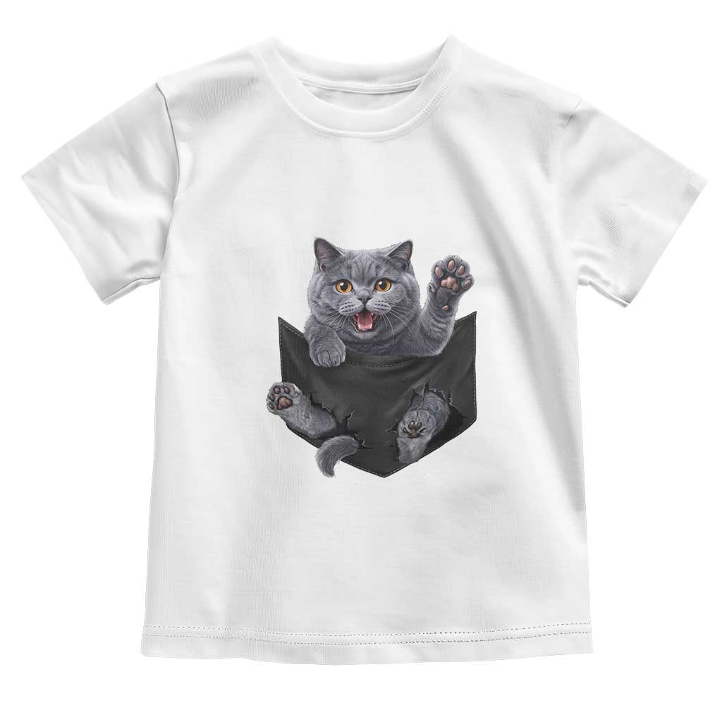 Cute British Shorthair Cat In Pocket Toddler T Shirt Cat Lover