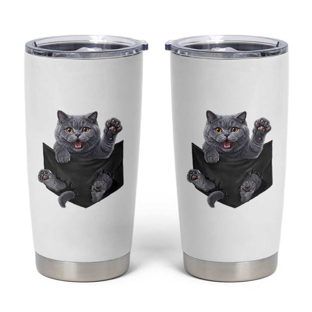 Cute British Shorthair Cat In Pocket Tumbler Cup Cat Lover