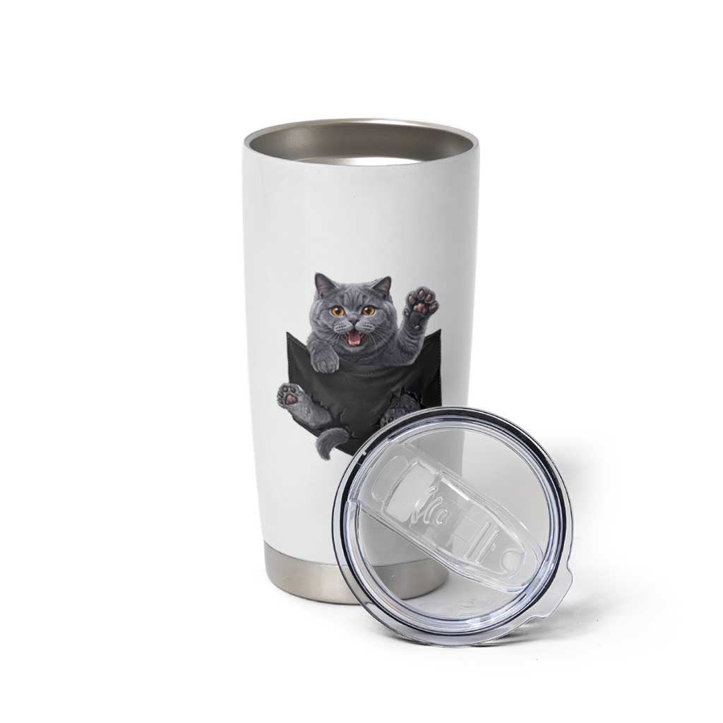Cute British Shorthair Cat In Pocket Tumbler Cup Cat Lover