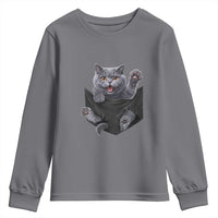 Cute British Shorthair Cat In Pocket Youth Sweatshirt Cat Lover