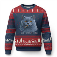 Funny British Shorthair Smoking Ugly Christmas Sweater I Got That Cat In Me