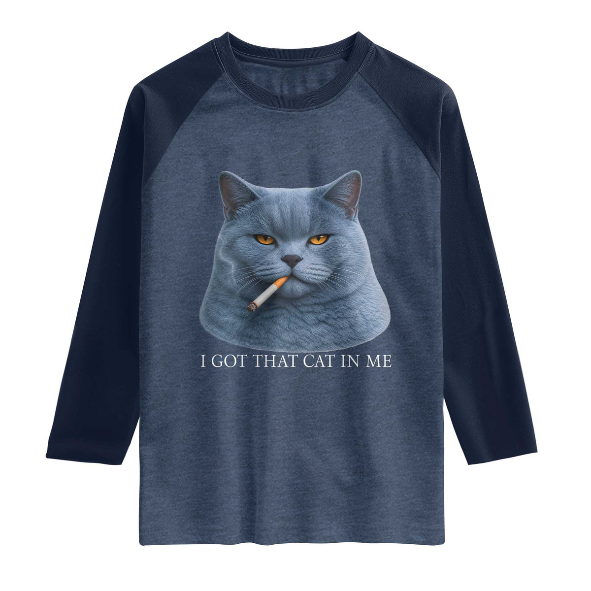 Funny British Shorthair Smoking Raglan Shirt I Got That Cat In Me