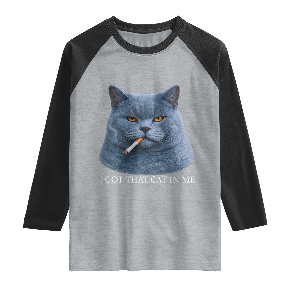 Funny British Shorthair Smoking Raglan Shirt I Got That Cat In Me