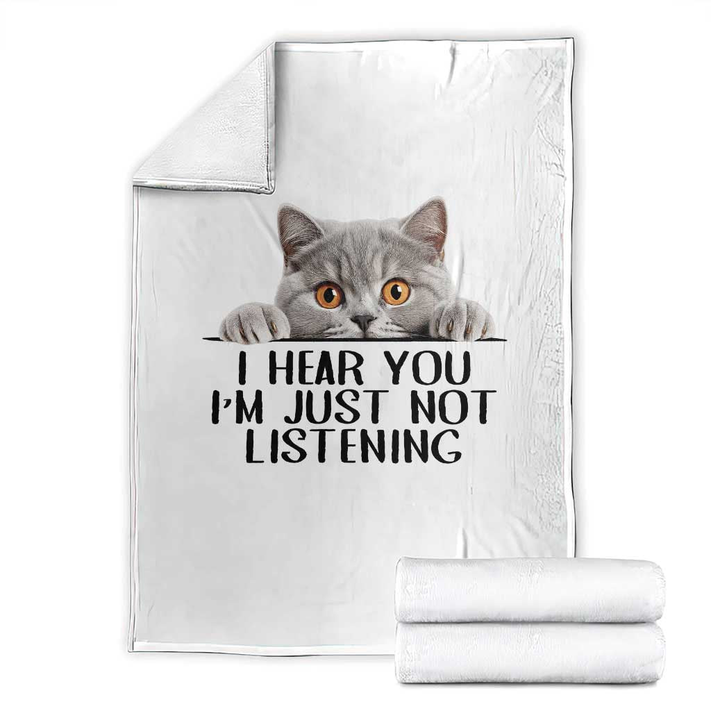 I Am Just Not Listening Throw Blanket Funny British Shorthair Lover