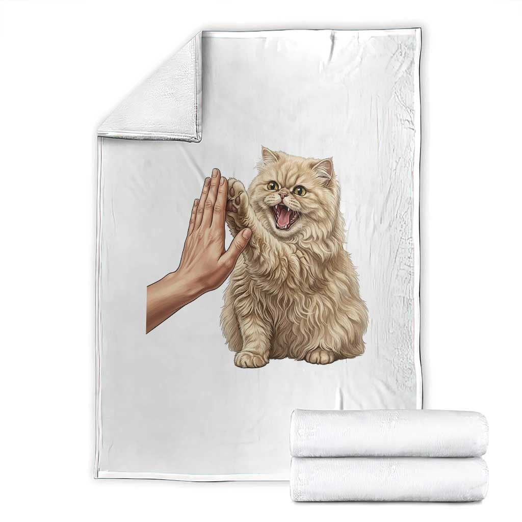 Cute Persian Cat High Five Throw Blanket Cat Lover