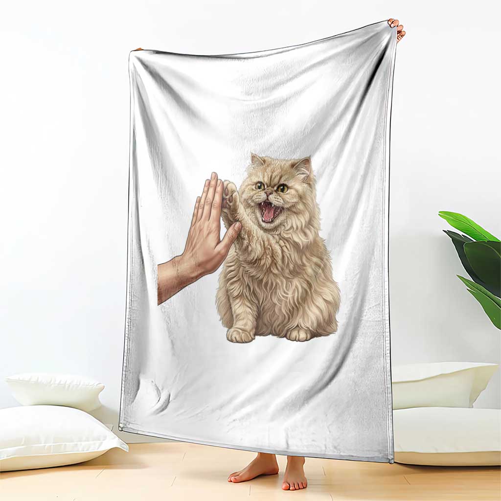 Cute Persian Cat High Five Throw Blanket Cat Lover