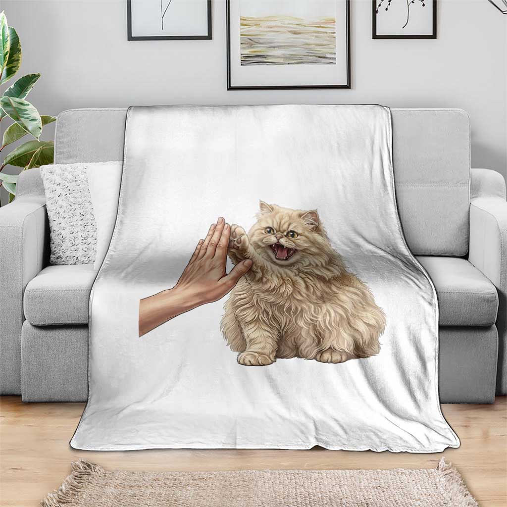 Cute Persian Cat High Five Throw Blanket Cat Lover