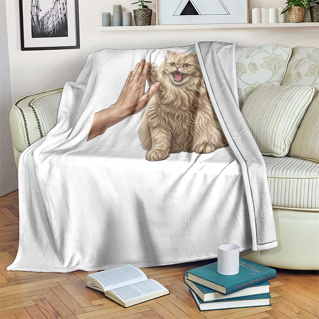 Cute Persian Cat High Five Throw Blanket Cat Lover