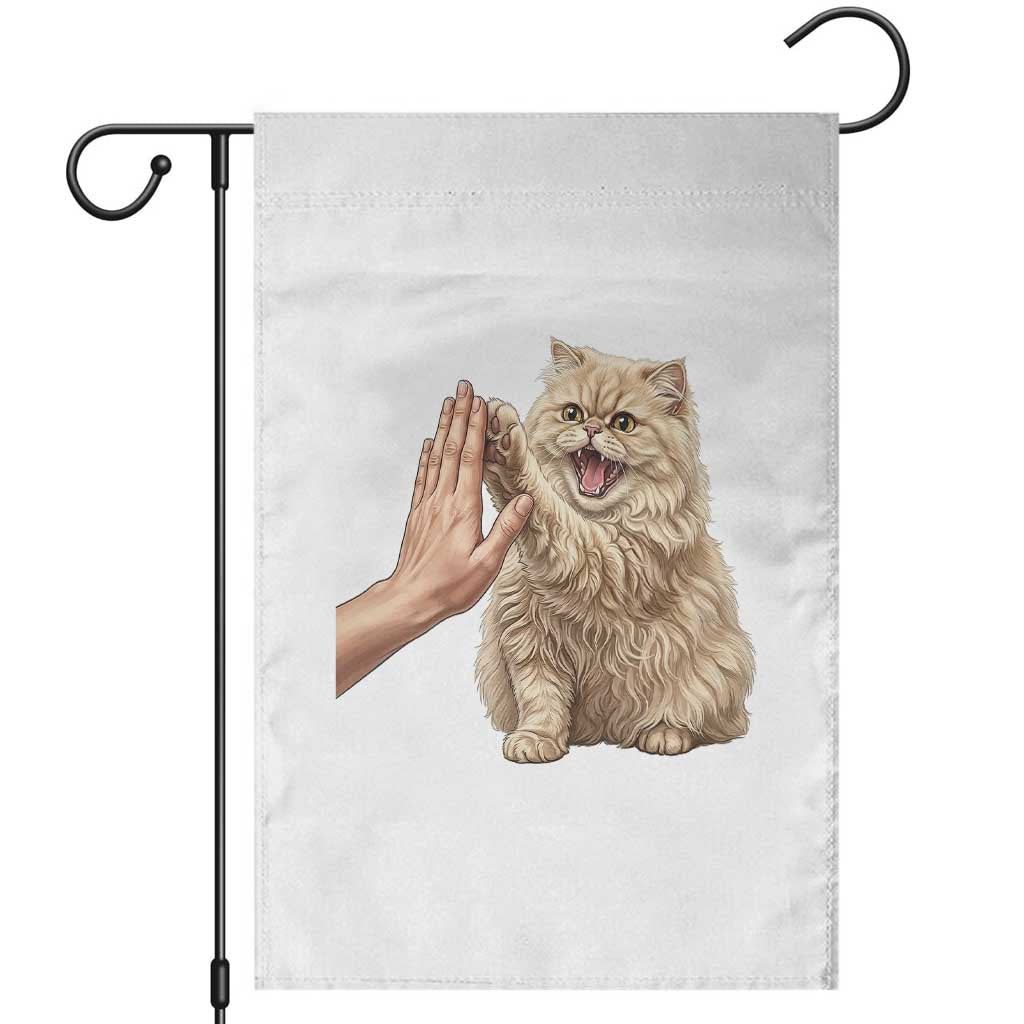 Cute Persian Cat High Five Garden Flag Cat Lover