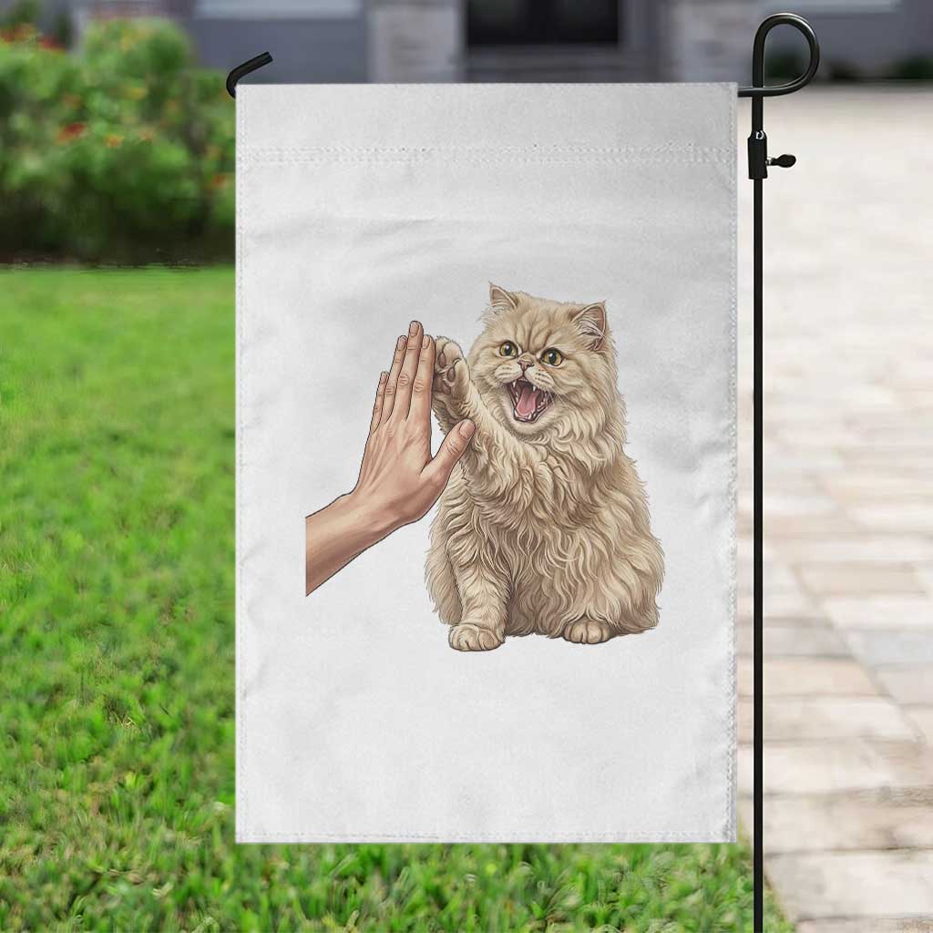 Cute Persian Cat High Five Garden Flag Cat Lover