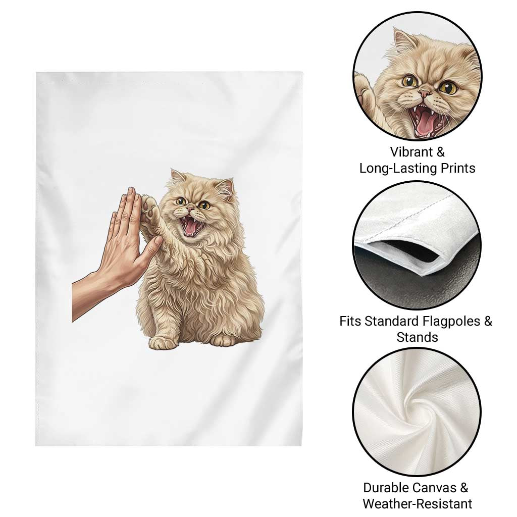 Cute Persian Cat High Five Garden Flag Cat Lover