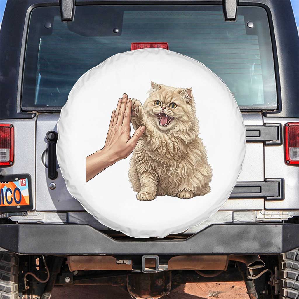 Cute Persian Cat High Five Spare Tire Cover Cat Lover