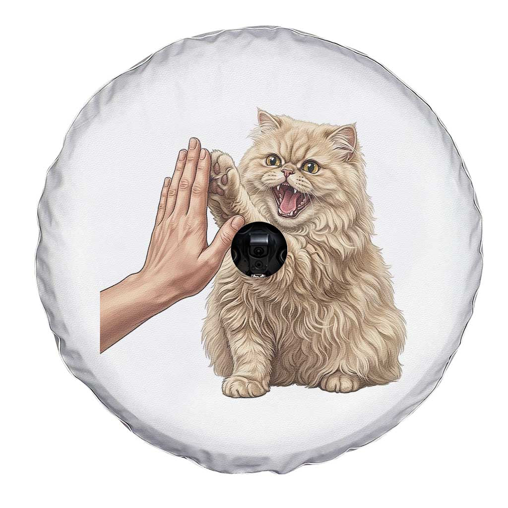 Cute Persian Cat High Five Spare Tire Cover Cat Lover