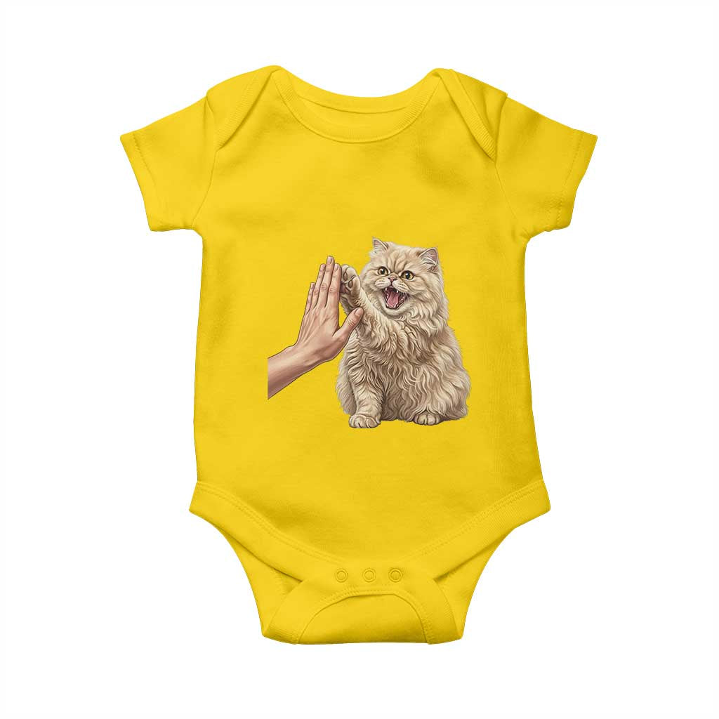 Cute Persian Cat High Five Baby Onesie Cat Lover