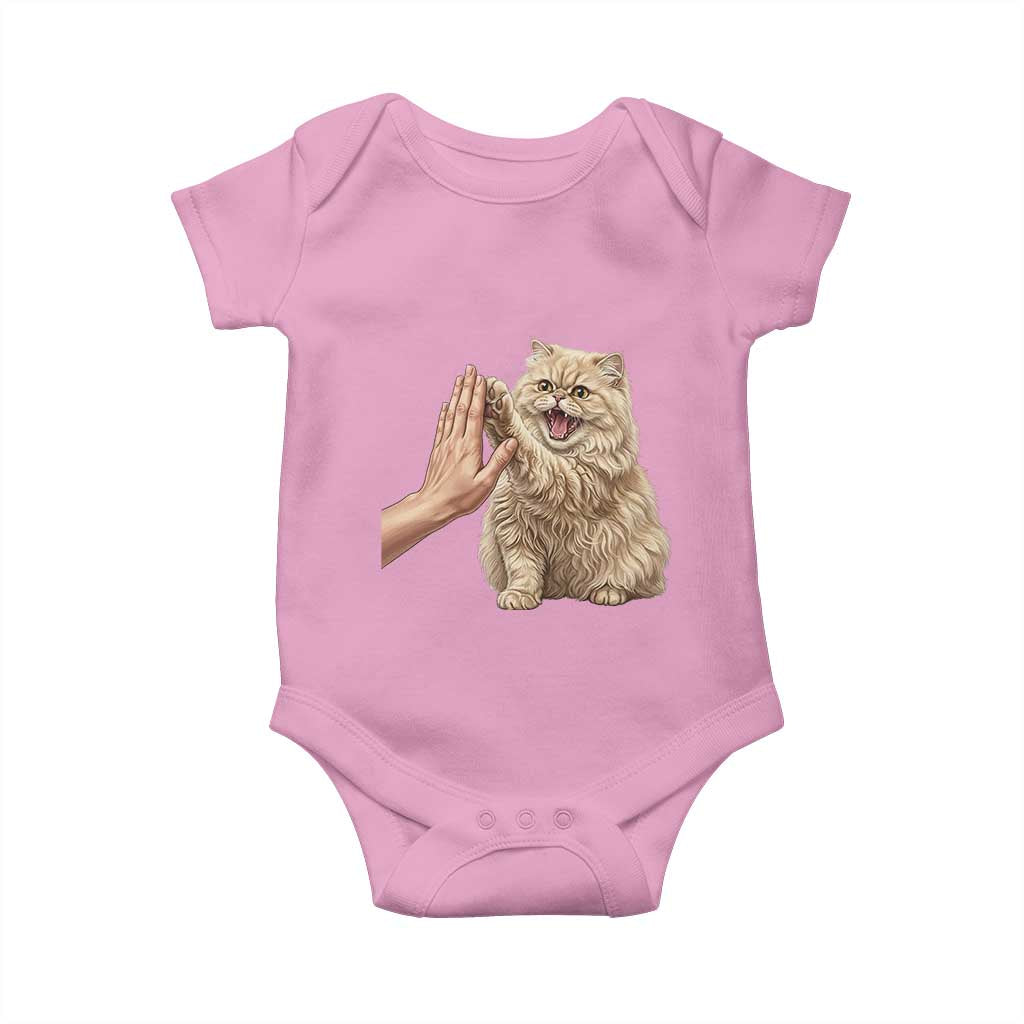 Cute Persian Cat High Five Baby Onesie Cat Lover