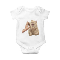 Cute Persian Cat High Five Baby Onesie Cat Lover