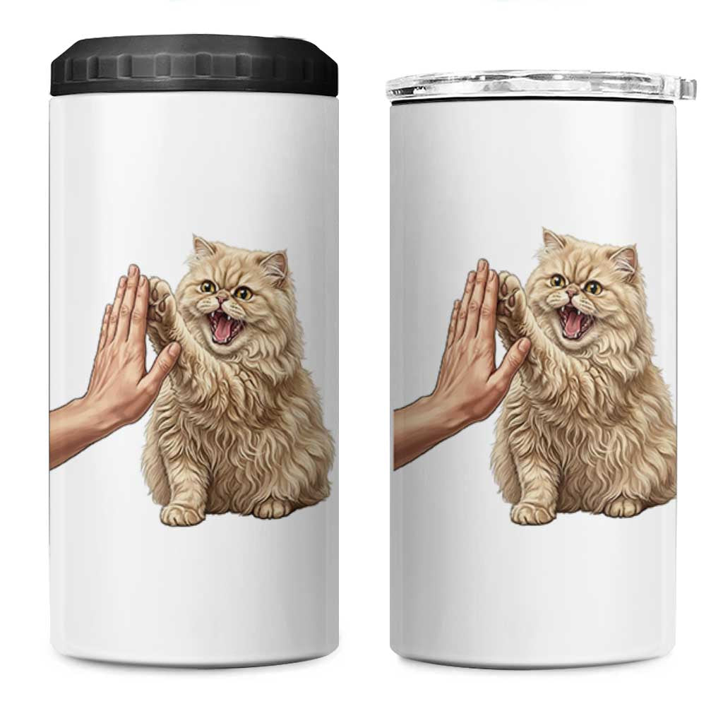 Cute Persian Cat High Five 4 in 1 Can Cooler Tumbler Cat Lover