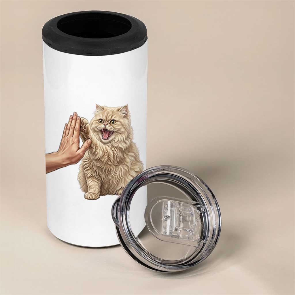 Cute Persian Cat High Five 4 in 1 Can Cooler Tumbler Cat Lover