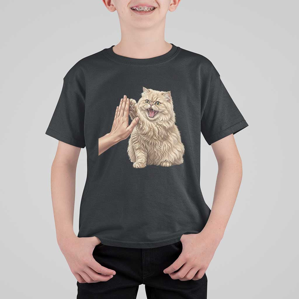 Cute Persian Cat High Five T Shirt For Kid Cat Lover
