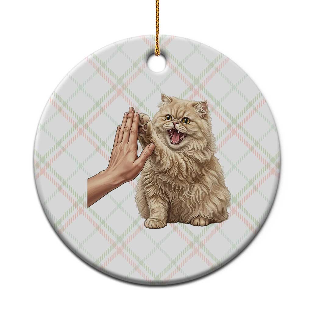 Cute Persian Cat High Five Ceramic Ornament Cat Lover