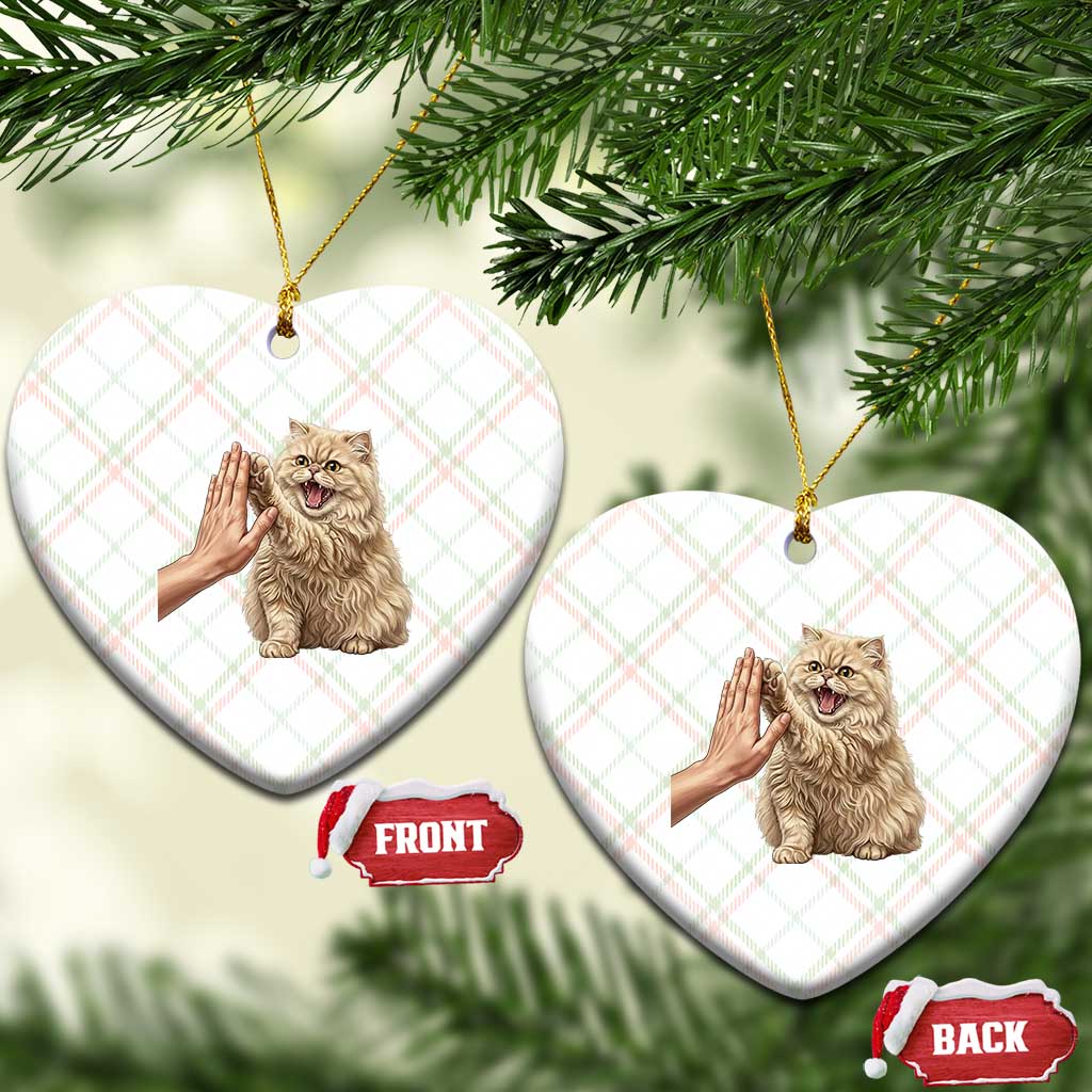 Cute Persian Cat High Five Ceramic Ornament Cat Lover