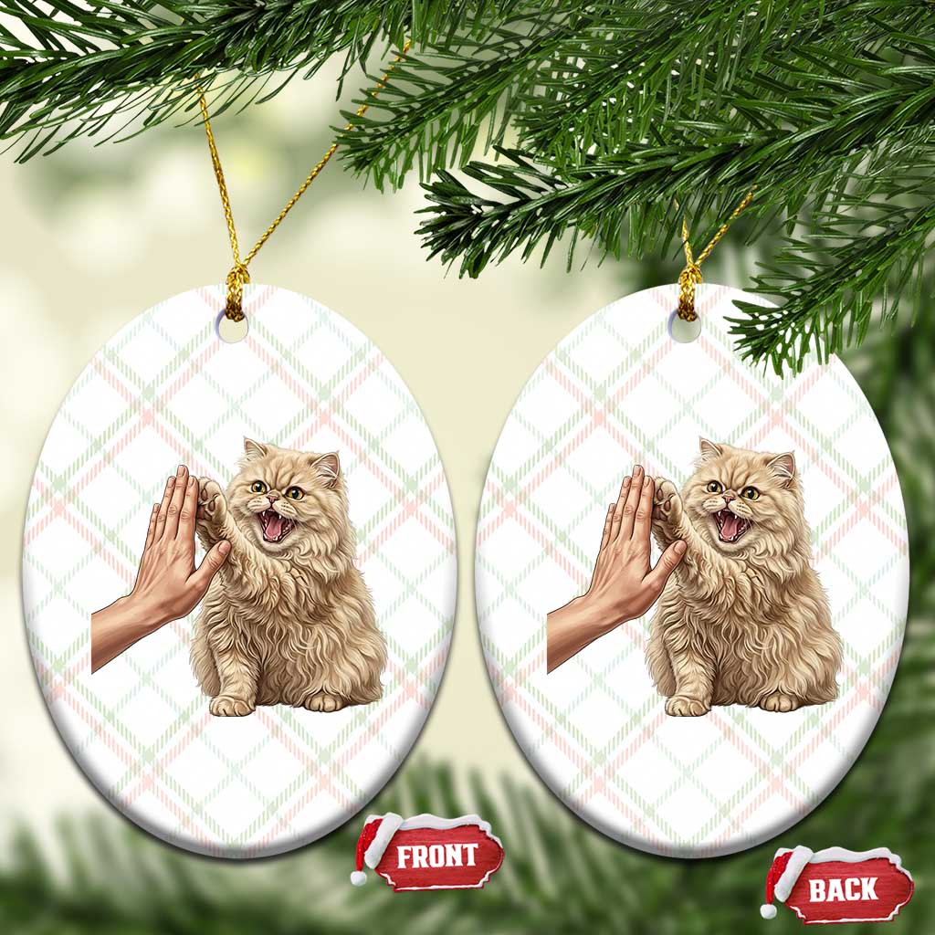 Cute Persian Cat High Five Ceramic Ornament Cat Lover
