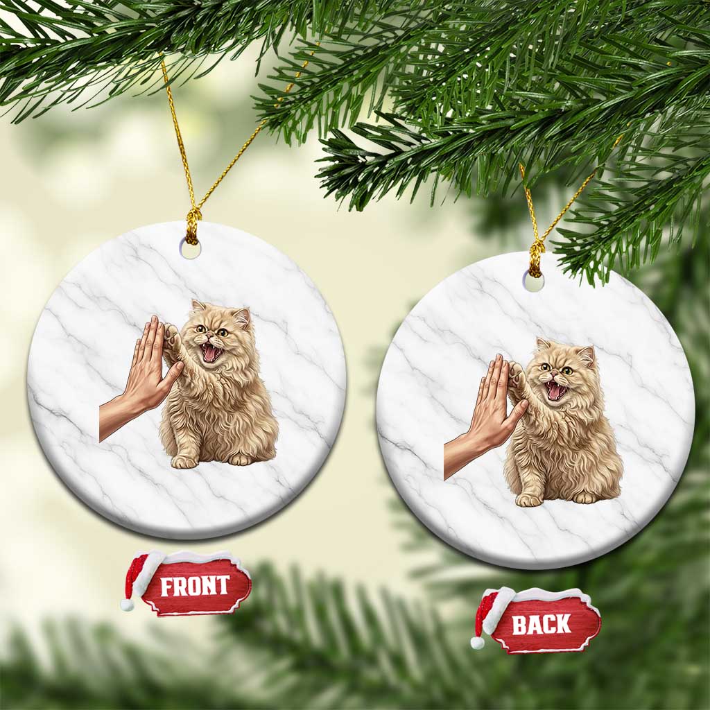 Cute Persian Cat High Five Ceramic Ornament Cat Lover