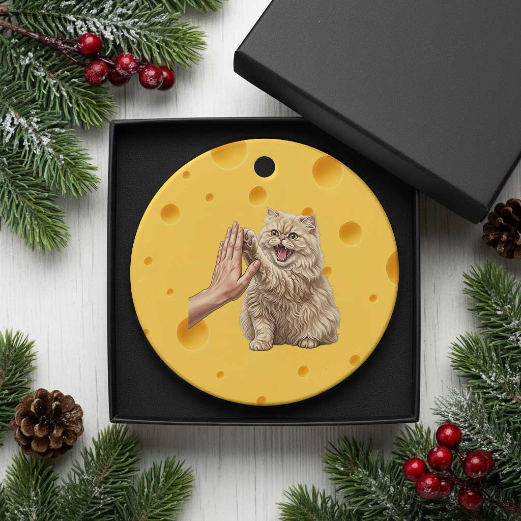 Cute Persian Cat High Five Ceramic Ornament Cat Lover