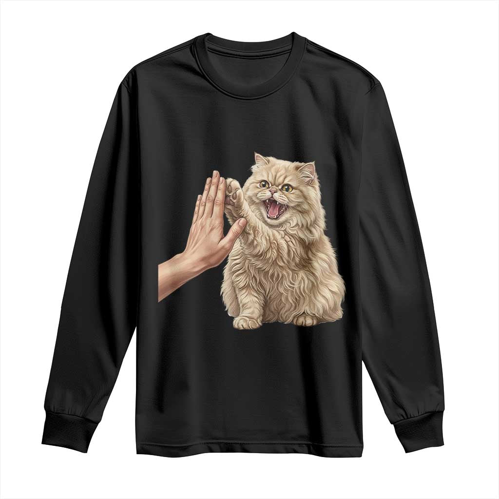 Cute Persian Cat High Five Long Sleeve Shirt Cat Lover