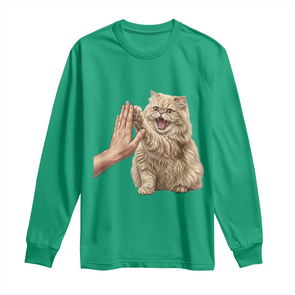 Cute Persian Cat High Five Long Sleeve Shirt Cat Lover