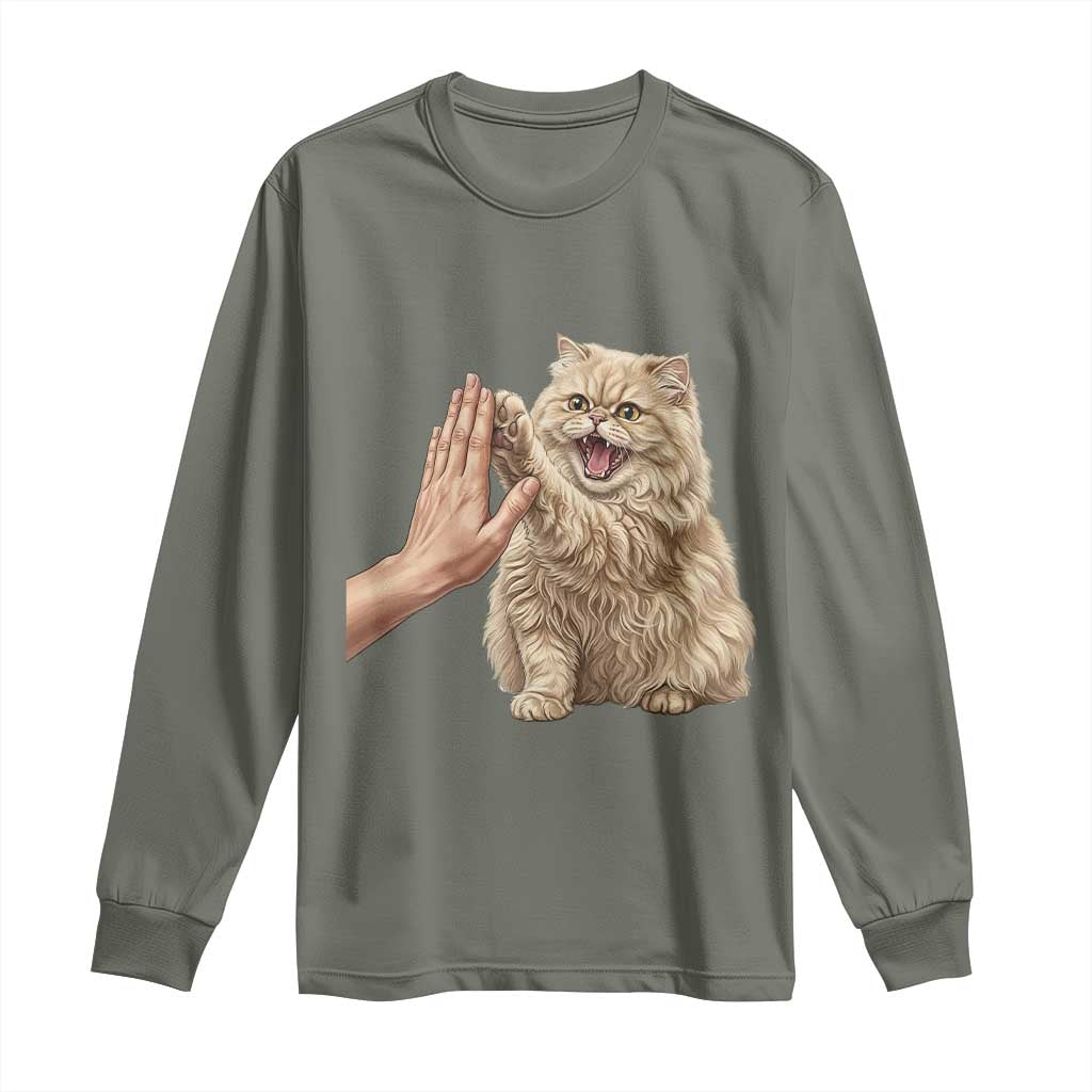 Cute Persian Cat High Five Long Sleeve Shirt Cat Lover