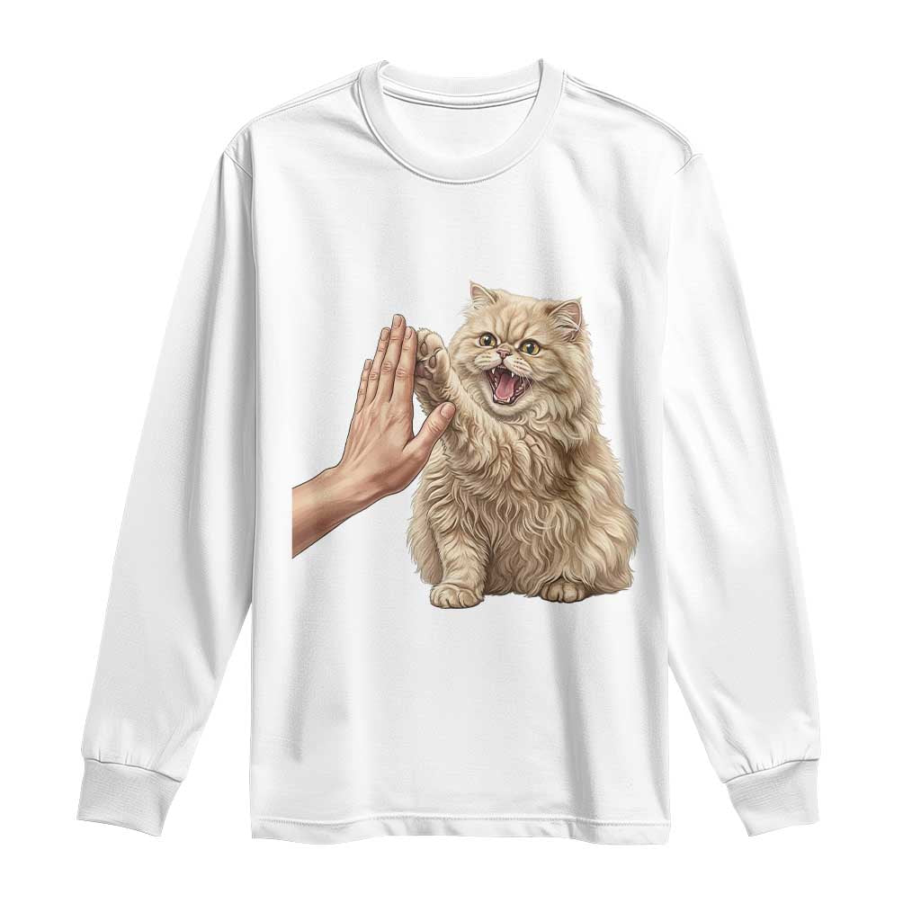 Cute Persian Cat High Five Long Sleeve Shirt Cat Lover