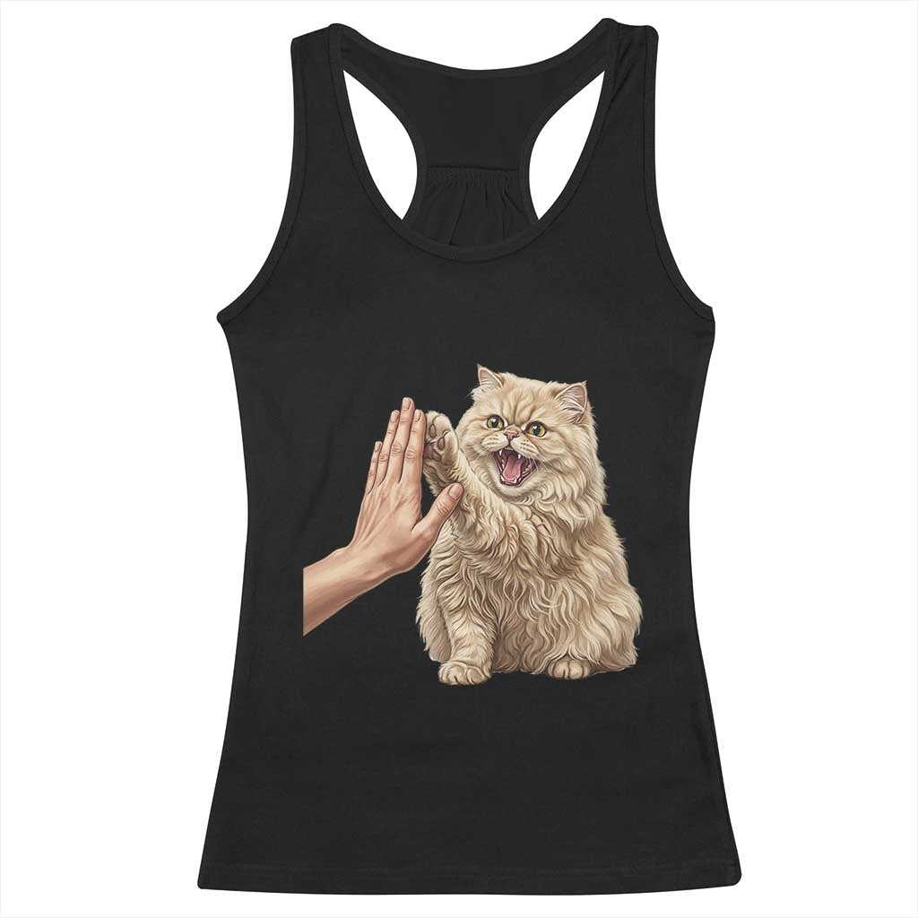 Cute Persian Cat High Five Racerback Tank Top Cat Lover