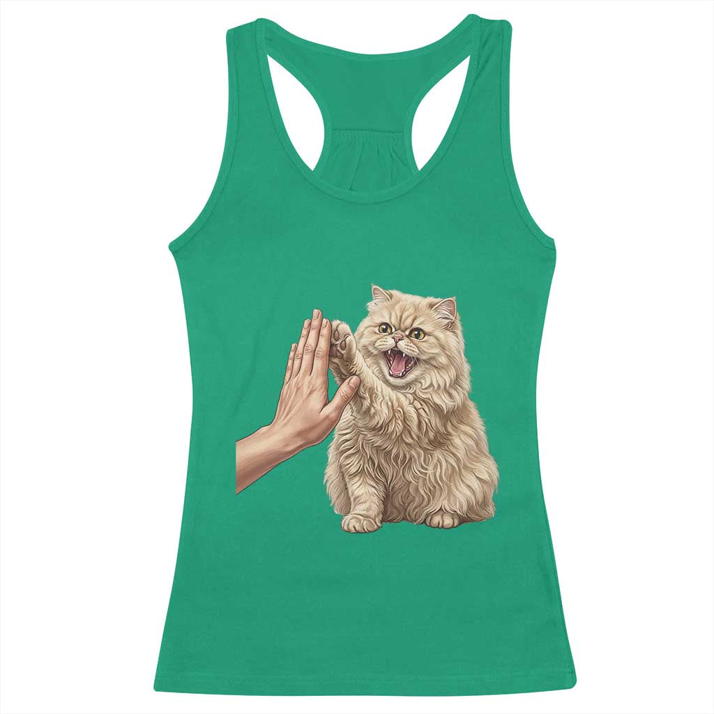 Cute Persian Cat High Five Racerback Tank Top Cat Lover