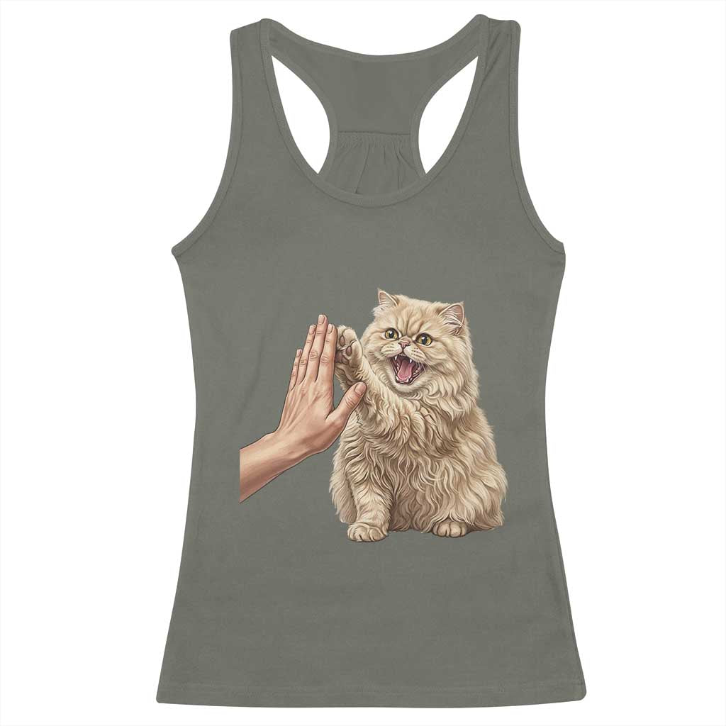 Cute Persian Cat High Five Racerback Tank Top Cat Lover