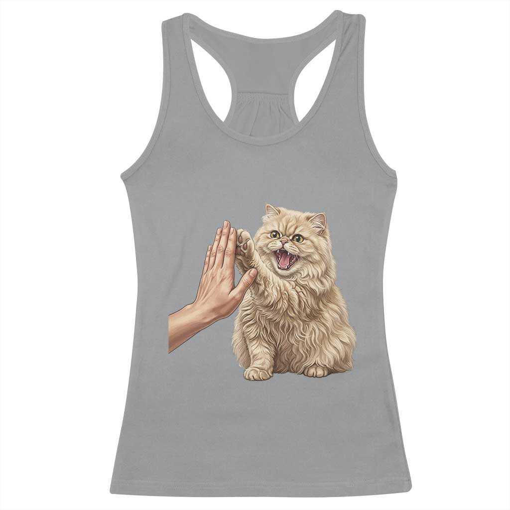 Cute Persian Cat High Five Racerback Tank Top Cat Lover