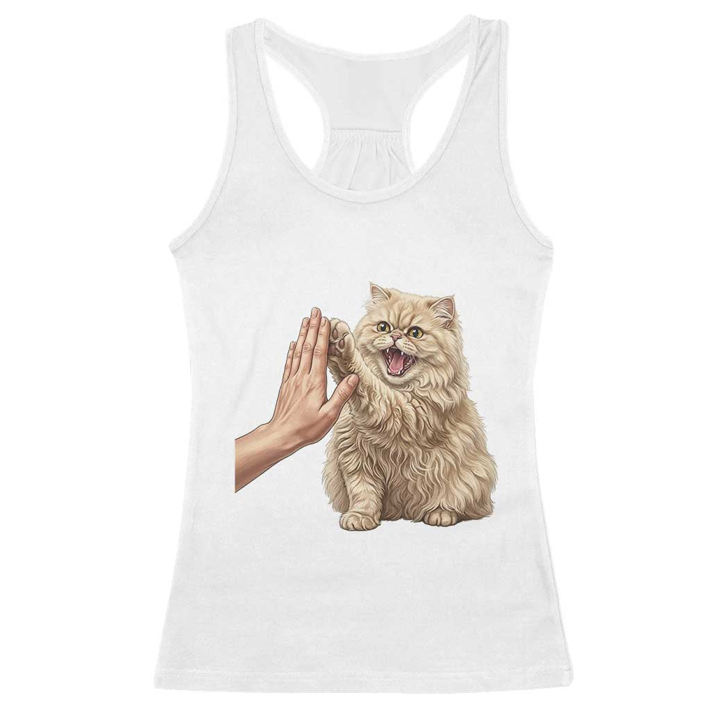 Cute Persian Cat High Five Racerback Tank Top Cat Lover