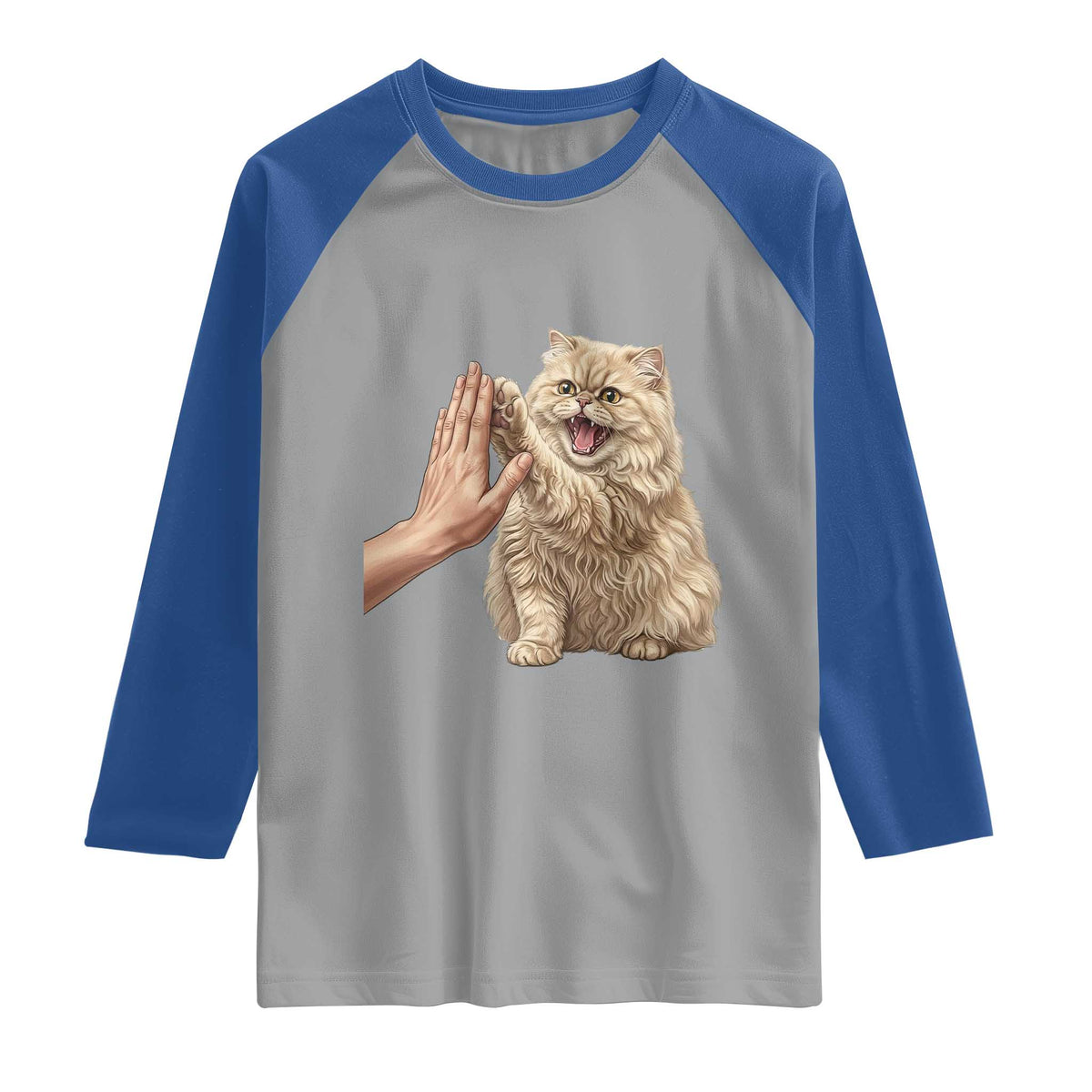 Cute Persian Cat High Five Raglan Shirt Cat Lover