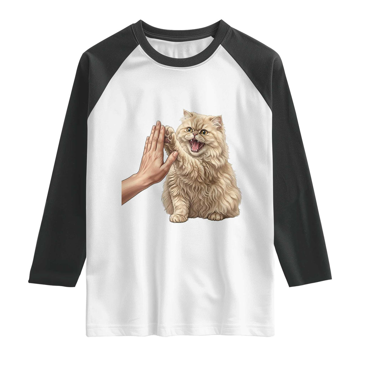 Cute Persian Cat High Five Raglan Shirt Cat Lover