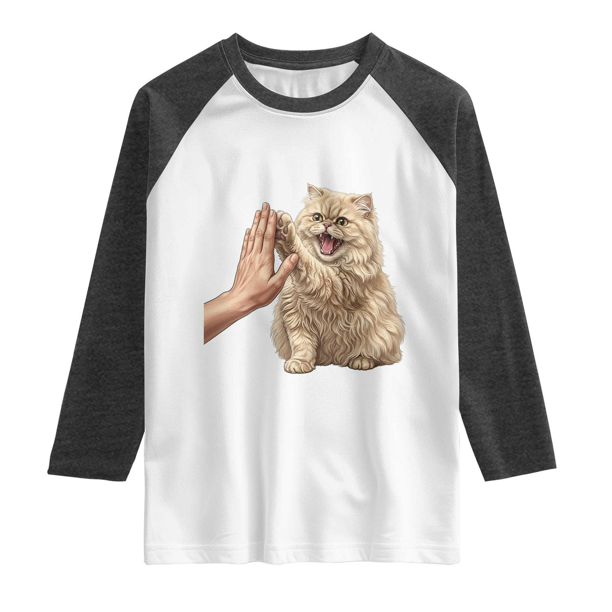 Cute Persian Cat High Five Raglan Shirt Cat Lover