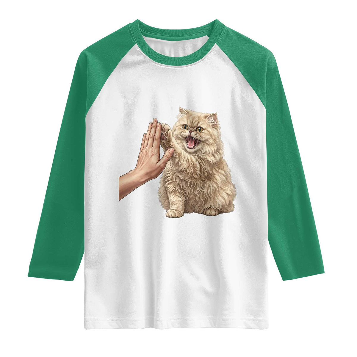 Cute Persian Cat High Five Raglan Shirt Cat Lover