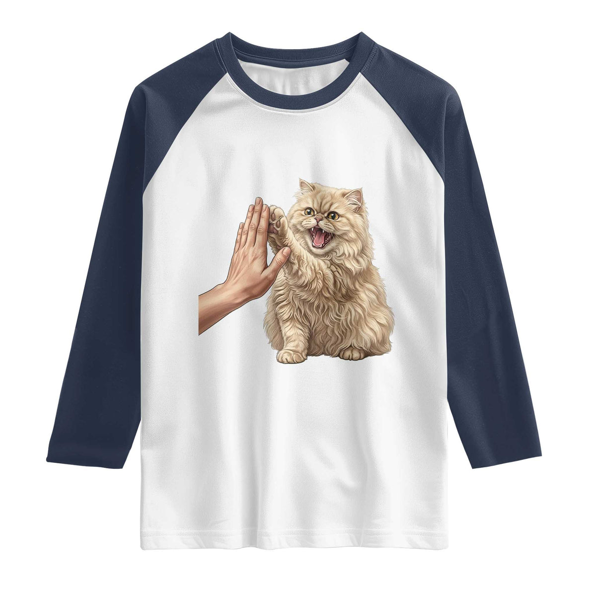 Cute Persian Cat High Five Raglan Shirt Cat Lover