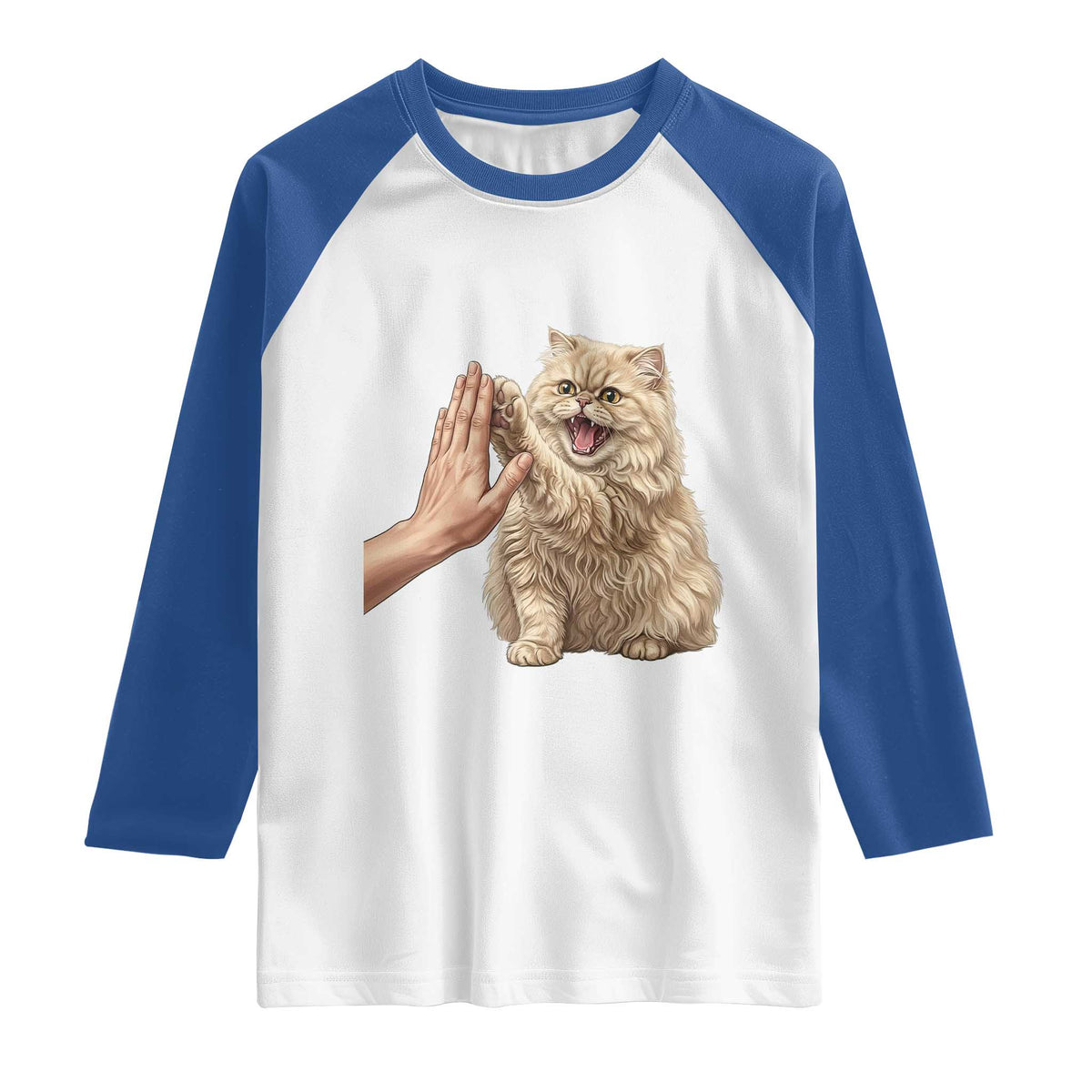Cute Persian Cat High Five Raglan Shirt Cat Lover