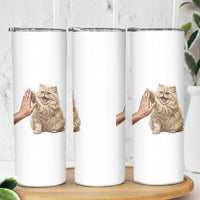 Cute Persian Cat High Five Skinny Tumbler Cat Lover