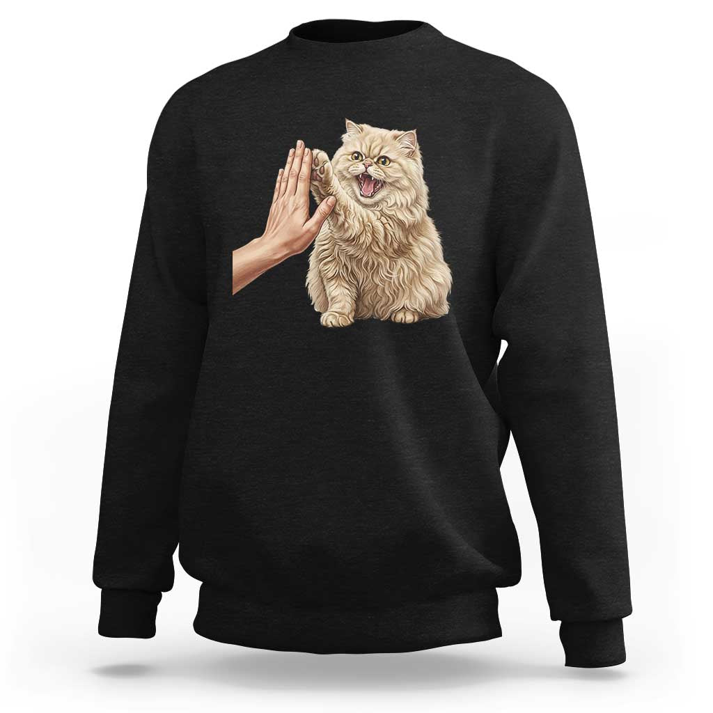 Cute Persian Cat High Five Sweatshirt Cat Lover
