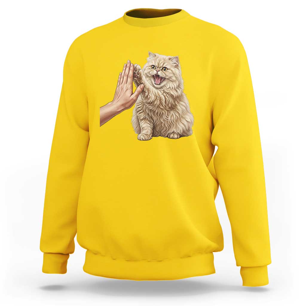 Cute Persian Cat High Five Sweatshirt Cat Lover